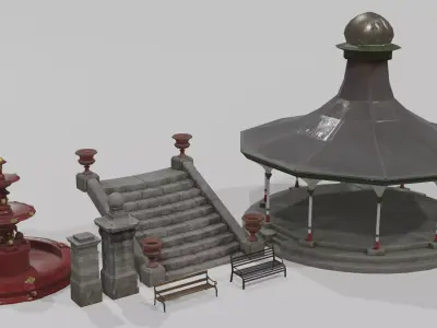 Victorian Park Asset  Low-poly 3D model
