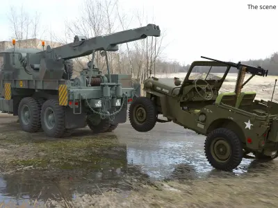  M62 Wrecker Recovery Crane with Towed Jeep M38 