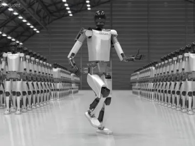  Kepler Humanoid Robot Silver Rigged for Cinema 4D 