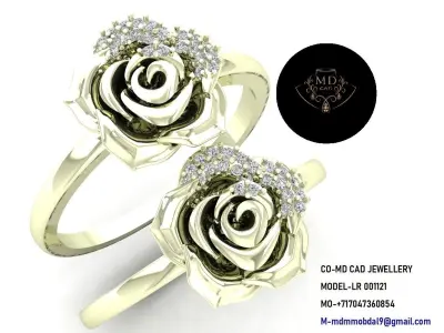 Light weight Rose Ladies Ring 3D print model purchase