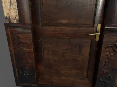 Old Wood Door Paper Low-poly 3D model