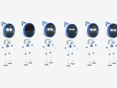 Cute Robot D08 Police Cop - SciFi Character Design Low-poly 3D model