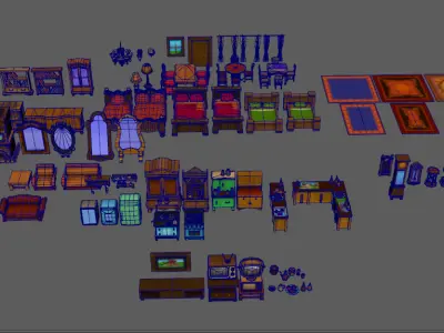 Stylish furniture Low-poly 3D model