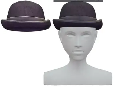 Cartoon High Poly Subdivision Black Bowler Low-poly 3D model