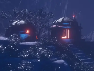 3d Low Poly Dark Concept Art Scene Low-poly 3D model