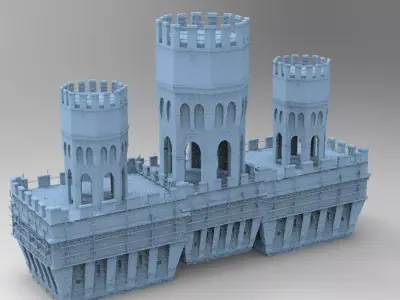 English Norfolk Fort Tower walls 3D model