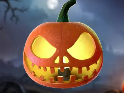 Halloween Pumpkin 3d model Low-Poly PBR Low-poly 3D model