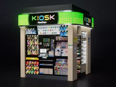 Kiosk stand  Low-poly 3D model