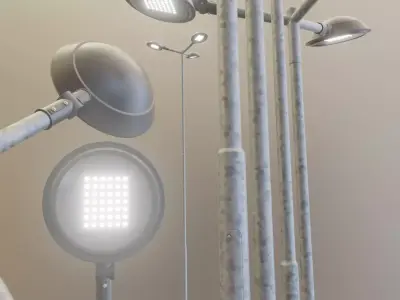 Street Light 4 Galvanized F3 M1 K0 7000mm Low-poly 3D model