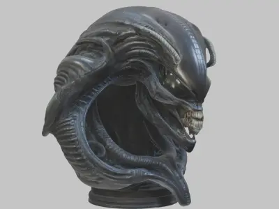 Alien Xenomorph Queen Head Bust Sculpture Low-poly 3D model