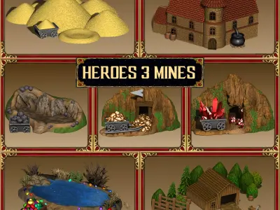 Heroes 3 resource mines miniatures collection 3D print model