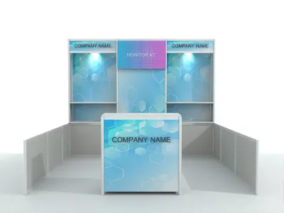 Standard Display Sales Booth - Low Side Partition - R8 3 x 3 m Low-poly 3D model