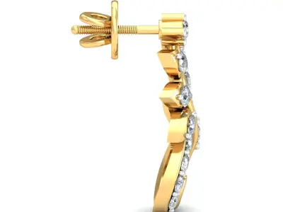 Yellow gold diamond  earring-P2 E-24 3D print model