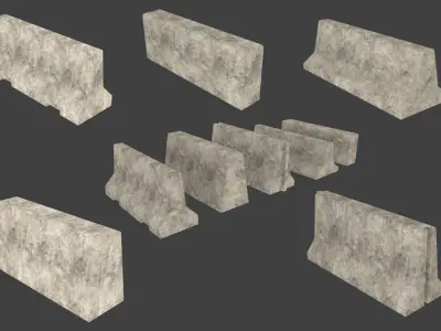 Concrete barriers collection Free low-poly 3D model