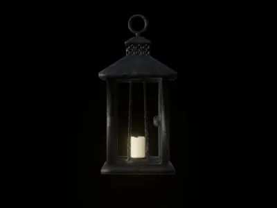 Game ready low poly Iron lantern Low-poly 3D model