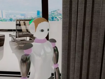 Simple female robot Low-poly 3D model