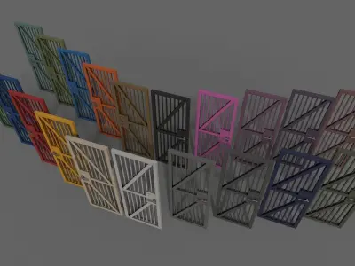 PBR Metal Door Gate B Low-poly 3D model