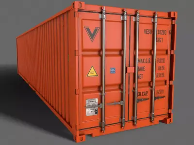 PBR 40 ft Shipping Cargo Container - Orange Low-poly 3D model
