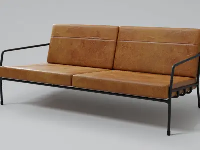 Designer 2 seat couch with light leather cushions 3D Model 3D model