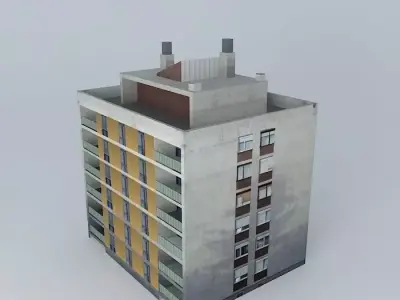 Residential building  1960ies Low-poly 3D model