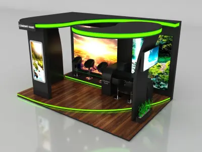Booth Exhibition Stand Stall 4x6m Height 350 cm 3 Side Open 3D model