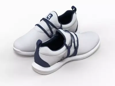 White Sports Shoes 3D model
