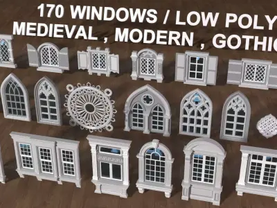 Windows Collection - 170 pieces Low-poly 3D model