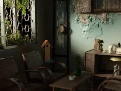 Vietnam old house Model  Low-poly 3D model