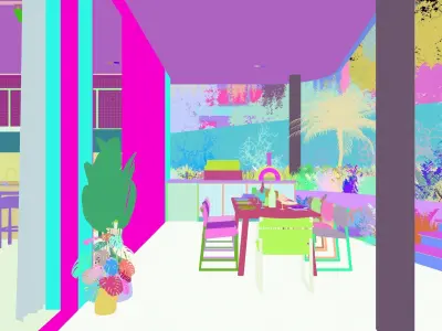 Interior villa rendering Low-poly 3D model