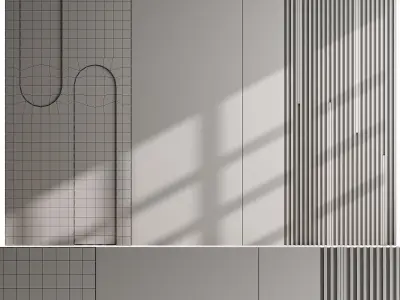 Headboard wood and concrete 3d Wall Panel 3D model