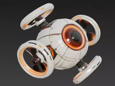 Spherical Recon Drone Low-poly 3D model