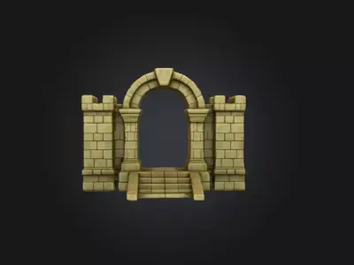 Stone Archway Fortress Low-poly 3D model