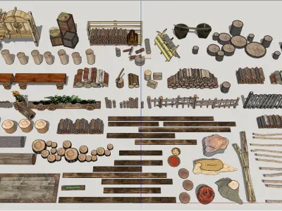 wooden stake tree stump 3D model