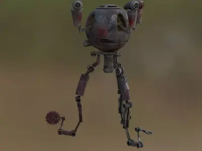 Robot Mister Handy Fallout  Mr Handy with rig 3D model