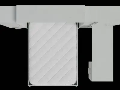 White Cabinet Light White Wood Wall Bed Opened Low-poly 3D model