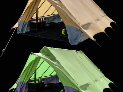 Camping Tent with interior  3D model