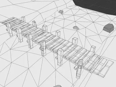 Wooden Bridge Low-poly 3D model Low-poly 3D model