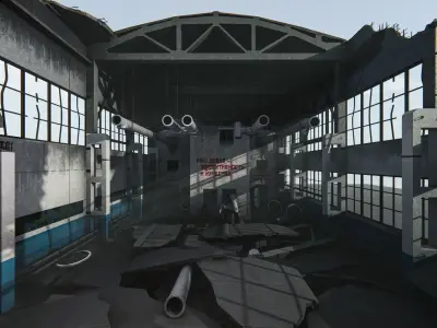 Modular Abandoned Depot for Unity Low-poly 3D model