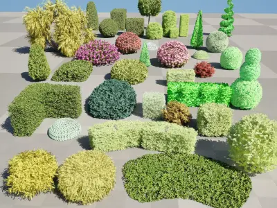Shaped Bushes 3D Pack 01 3D model