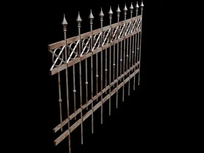 Metal Picket Fence Low-poly 3D model