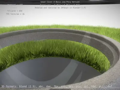 Sewer Cover 4 Basic Low-Poly Version Low-poly 3D model