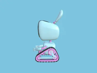 Cute Robot 06 Pink Blue - Character Design Fashion Low-poly 3D model