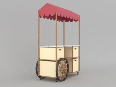 market and food cart 3D model