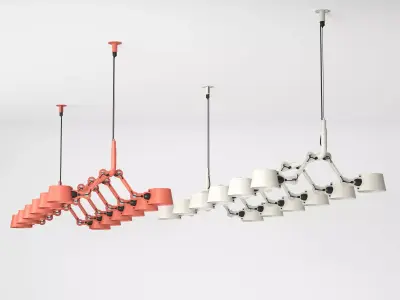 B P 12 P pendant light with four lamps hanging from it 3D model