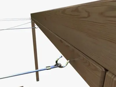 pergola with wooden table bench lights 3D model