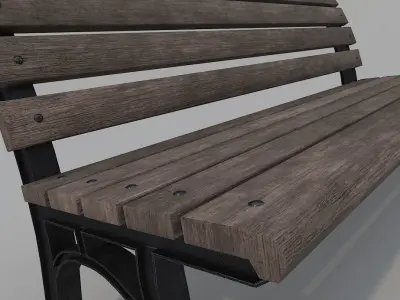 Street Bench Old Low Poly 3DModel Low-poly 3D model