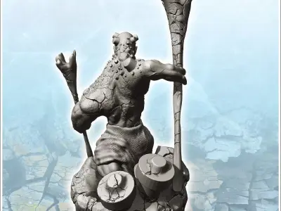 Cyclops with stick in hand 3 - Medieval Fantasy Magic Feudal Old 3D print model
