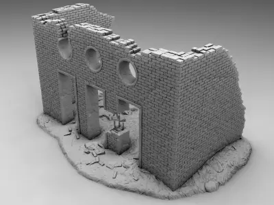 Ruined building 3D print model