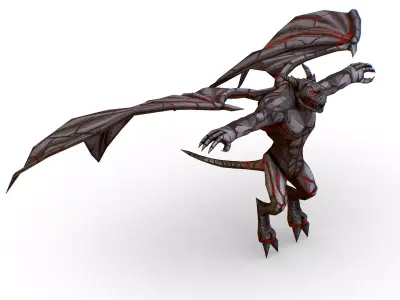 Low Poly Stone Gray Gargoyle Monster Low-poly 3D model