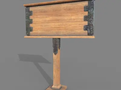 Wooden Billboard PBR Low-poly 3D model